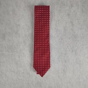 Bill Blass Men's Burgundy, Black, Gray Patterned 100% Silk Necktie